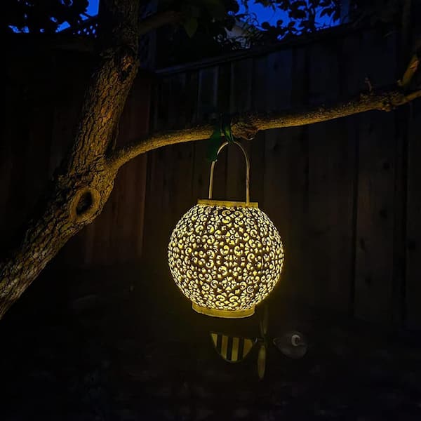 White Solar Big Lantern Waterproof Hanging Garden Decorative