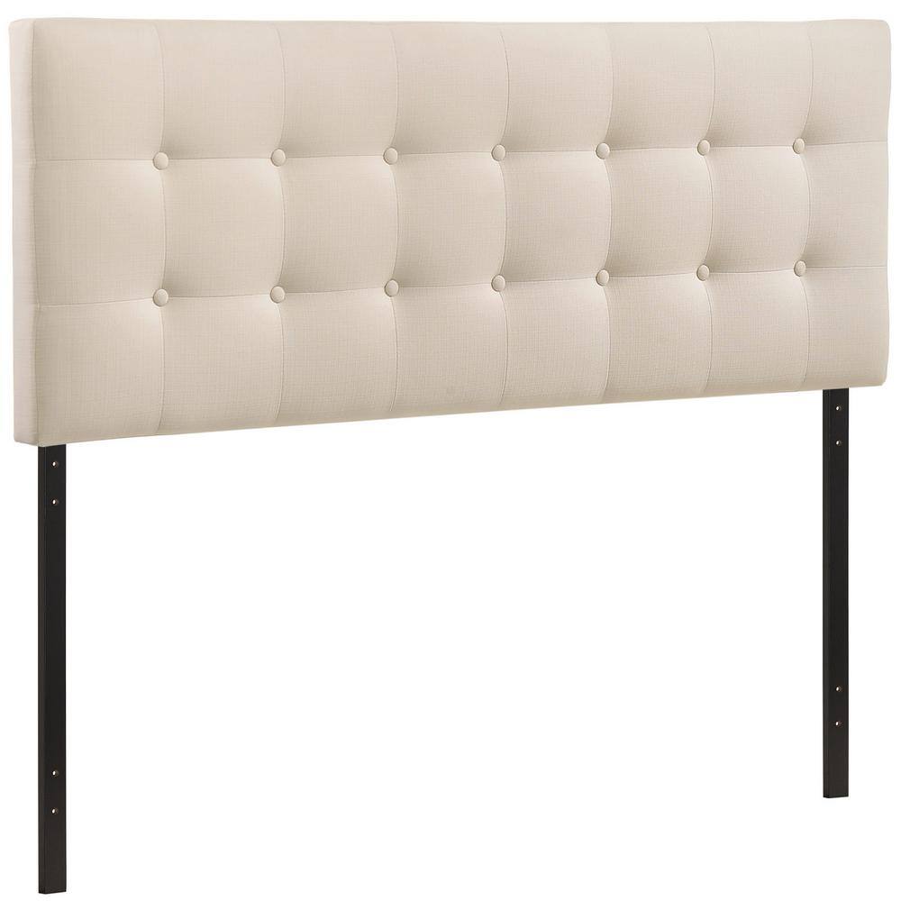 Emily Ivory Tufted Full Upholstered Fabric Headboard