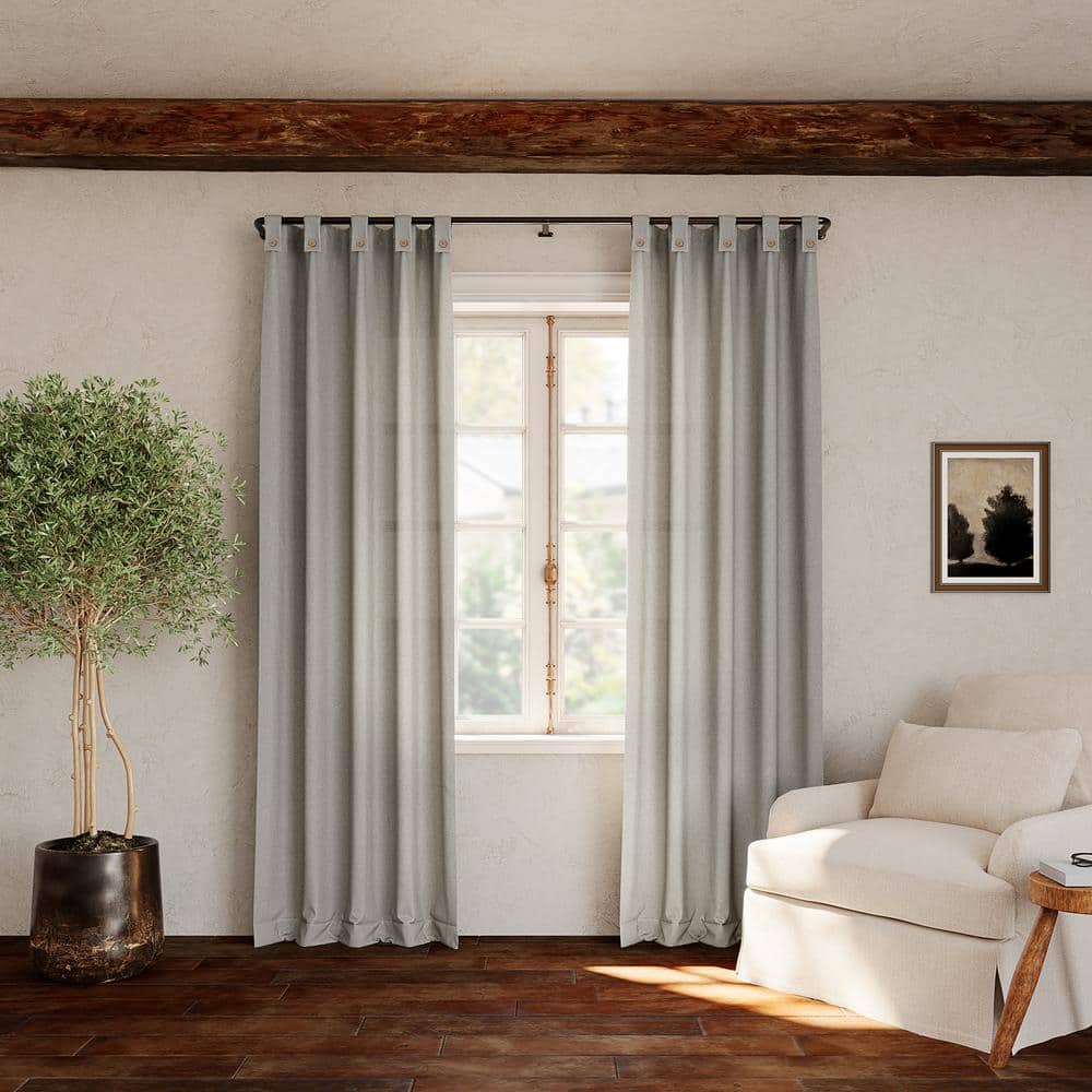 Gray Cotton Blend Tab Top Sheer Curtain Panel 40" x 63"
