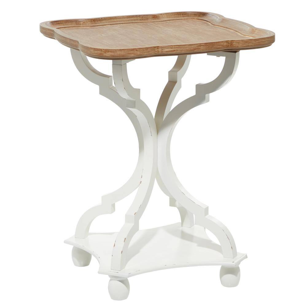 Litton Lane 20 In White Large Rectangle Wood End Accent Table With