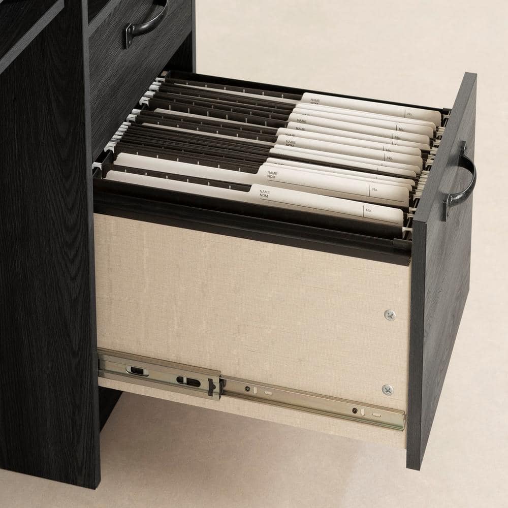 Gray Oak Farmhouse-Style Computer Desk with Ergonomic Design and Storage