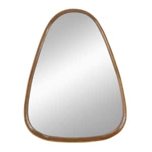 28.1 in. W x 36.8 in. H Irrgeular Wood Brown Frame Wall Mirror