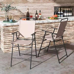 Outdoor Folding Bar Chair Set of 2-Patio Dining Chairs w/Breathable Fabric