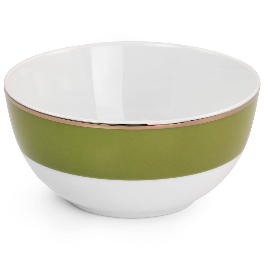 Green and Gold Rimmed 12-Piece Ceramic Dinnerware Set