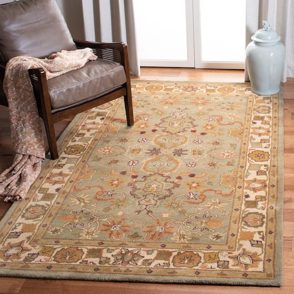Heritage Light Green/Beige 10 ft. x 14 ft. Border Area Rug
