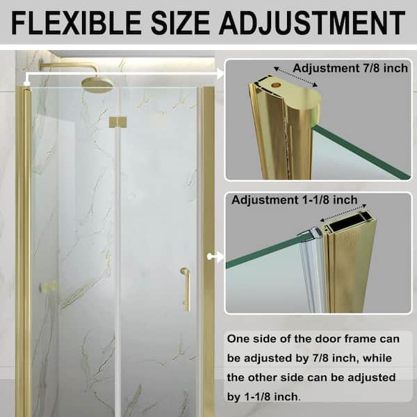 Lonni 34-35.9 in.W x 72 in.H Bi-Fold Frameless Shower Door with 1