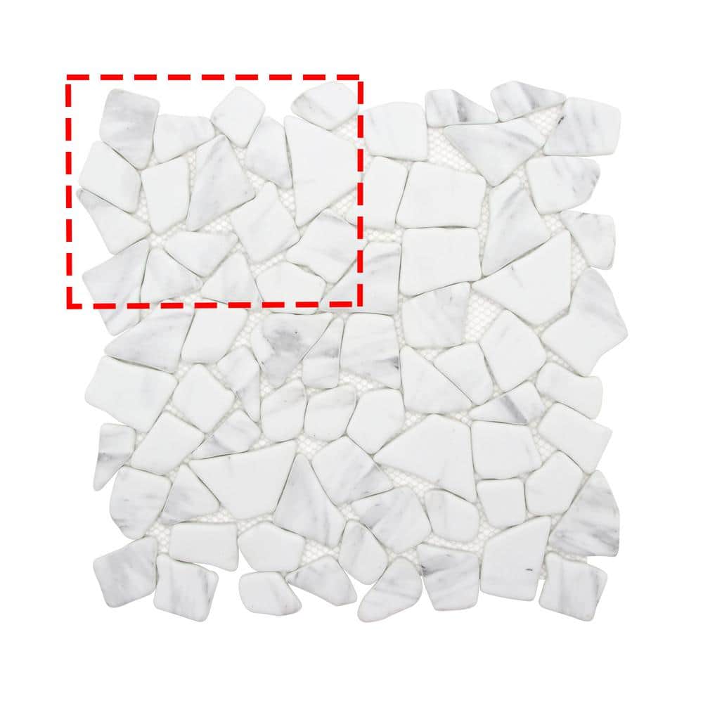 Pebble White Carrara 6 in. x 6 in. Recycled Glass Marble Looks Floor and Wall Mosaic Tile (Sample 0.25 sq. ft.) price history on PriceWatchPro