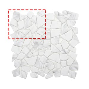 Pebble White Carrara 6 in. x 6 in. Recycled Glass Marble Looks Floor and Wall Mosaic Tile (Sample 0.25 sq. ft.)