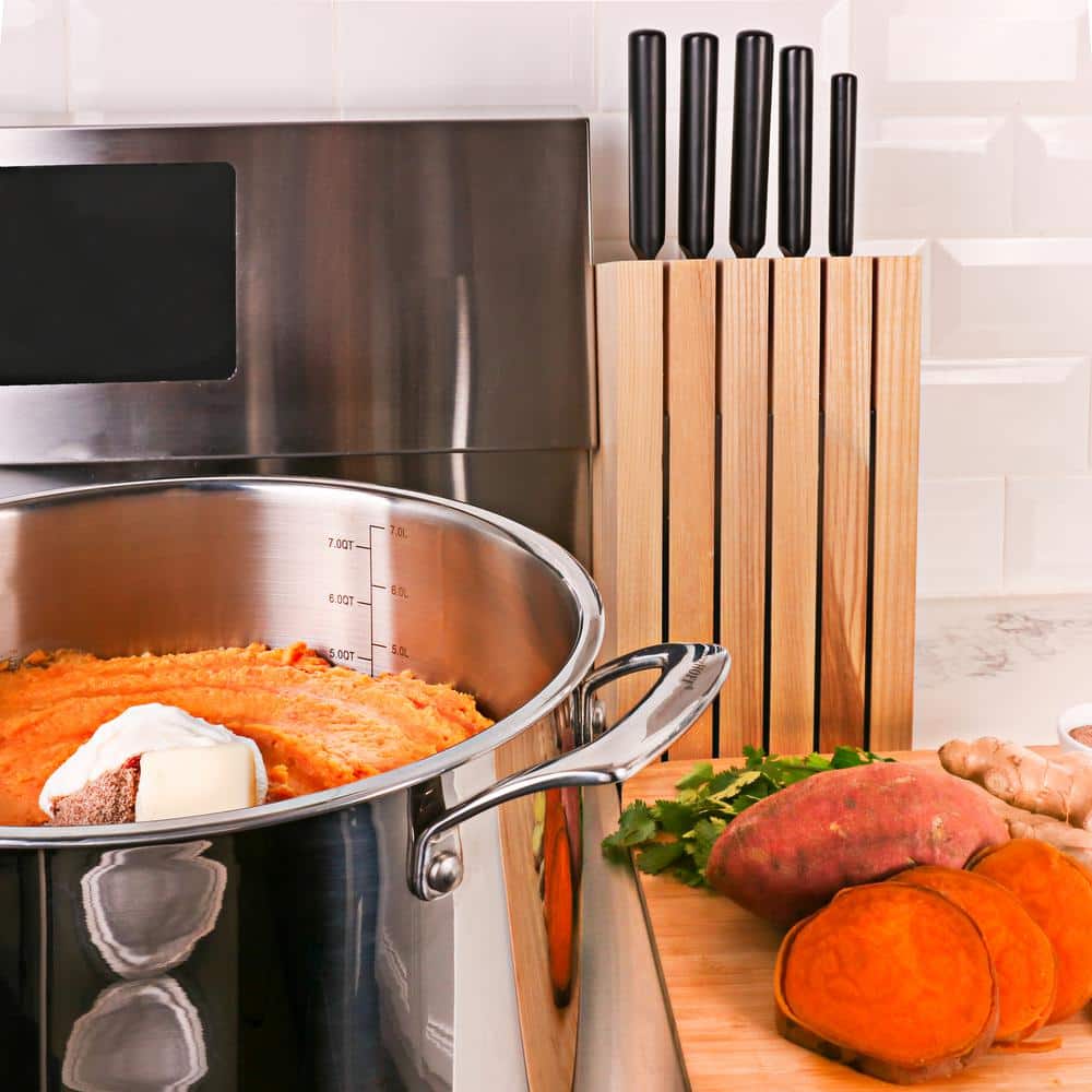 Professional 9.5" Stainless Steel Stockpot with Basket Insert, 8qt