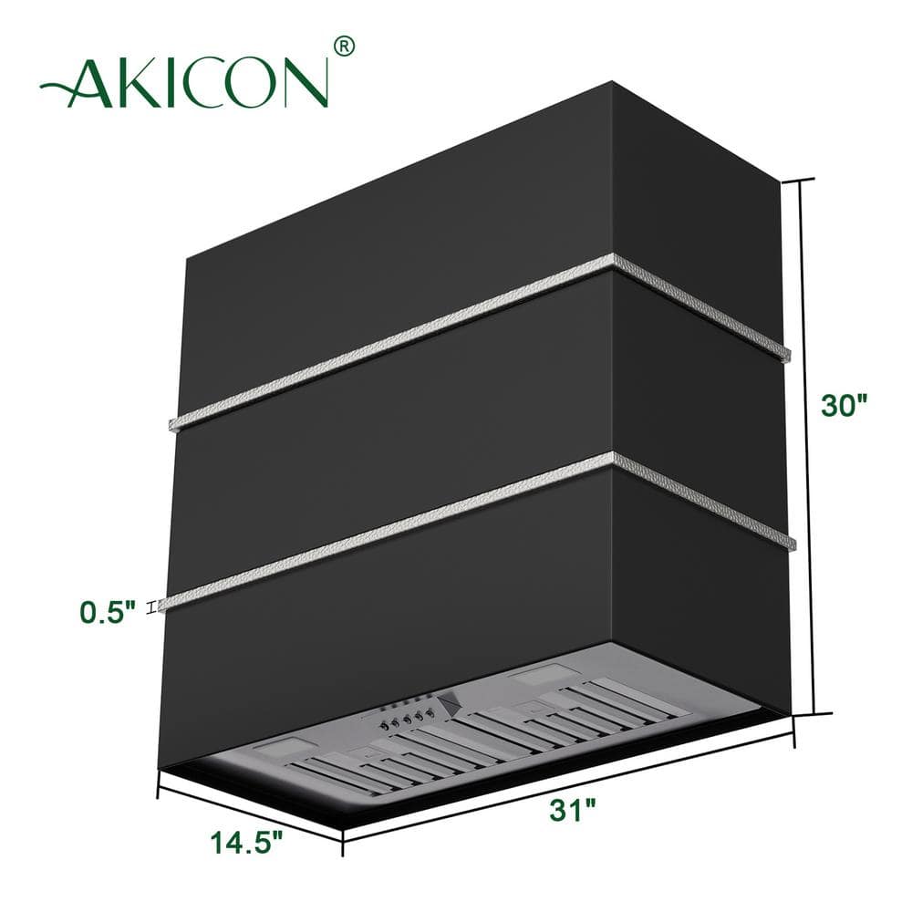 Akicon 30" Stainless Steel Wall Mount Range Hood with Charcoal Filter