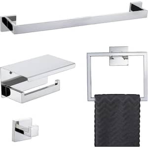 23.6 in. Wall Mounted, Towel Bar in Polished Chrome, 4-Piece