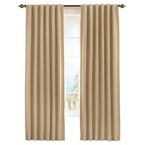 Fresno Thermaweave Wheat Solid Polyester 52 in. W x 84 in. L Blackout Single Rod Pocket Back Tab Curtain Panel