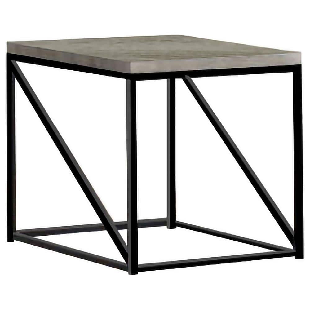 Modern Sonoma Gray and Black Square Metal & Wood End Table