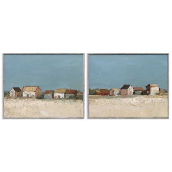 Stupell Industries Country Houses in Distance by Ethan Harper 2-Pieces Gray Framed Architecture Giclee Art Print 16 in. x 20 in.