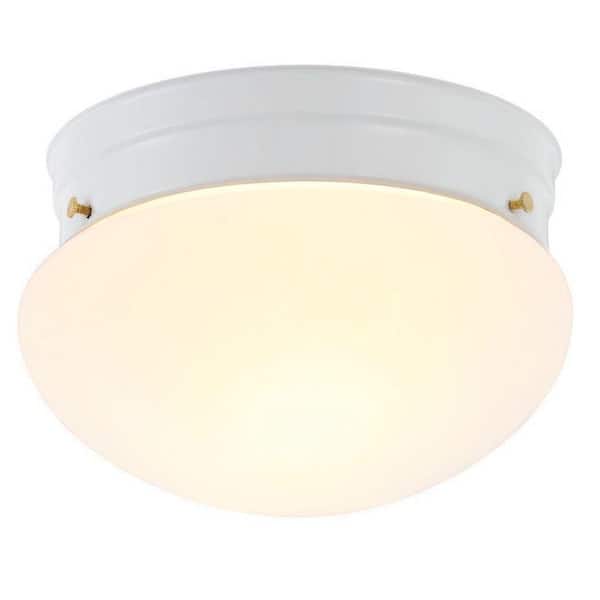 Hampton Bay 7 in. 1-Light White Mushroom Flush Mount