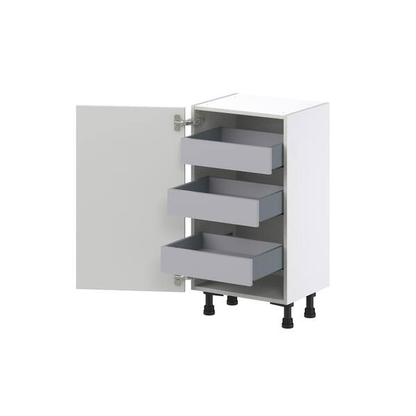 J COLLECTION 18 in. W x 14 in. D x 34.5 in. H Alton Painted White Shaker Assembled Shallow Base Kitchen Cabinet with Inner Drawers