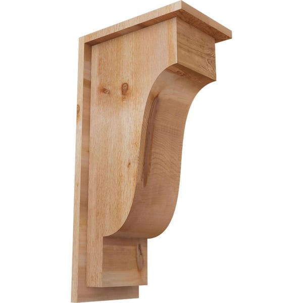 8 in. x 12 in. x 24 in. Newport Rough Sawn Western Red Cedar Corbel with Backplate