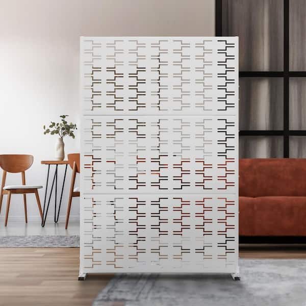 72 in. x 47 in. White Outdoor Metal Galvanized Privacy Screen Fence Garden Panels