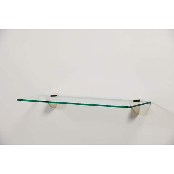 Capri 24 in. W x 8 in. D Clear Glass with Pelican Brackets Decorative Wall Shelf