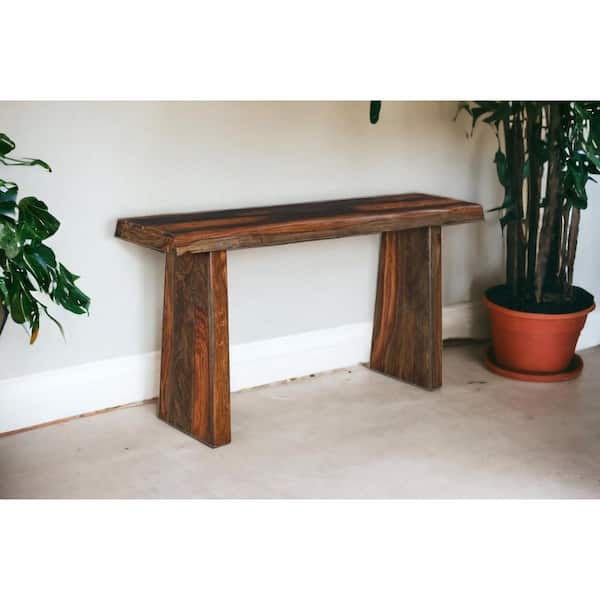 HomeRoots 9 in. Dark Brown Rectangle Wood Console Table