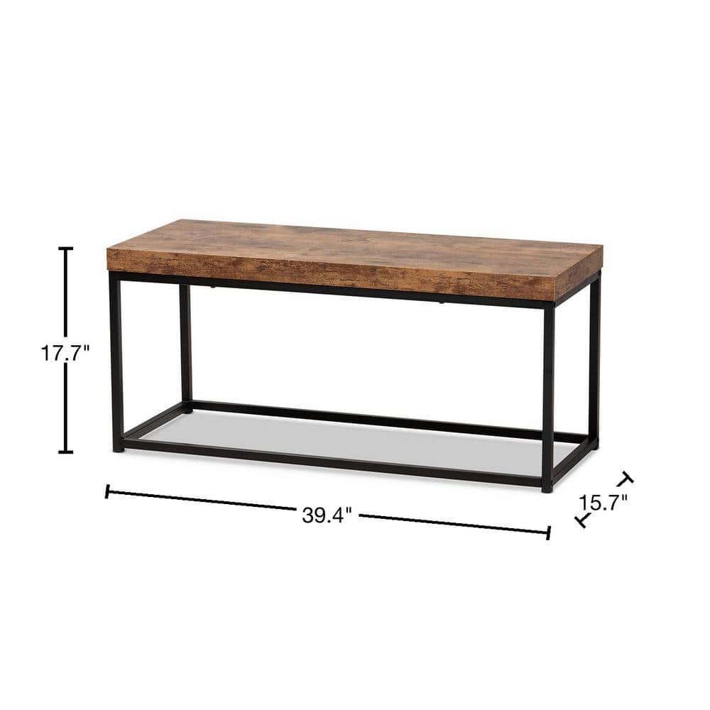 Bardot Walnut Brown and Black Metal Modern Industrial Bench