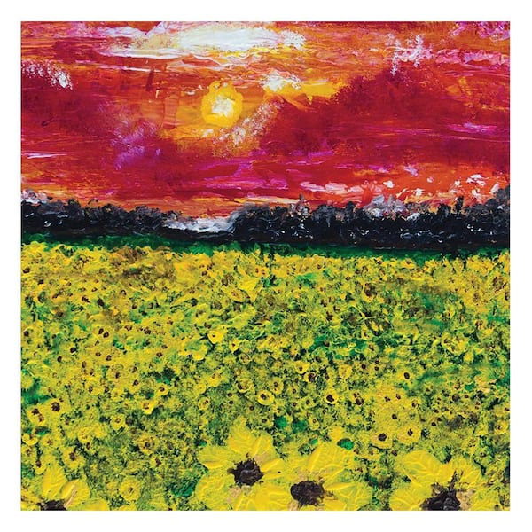 VENICE BEACH Collections Field of Sunset Abstract Design by Sarah Wahl 1-Piece Unframed Canvas Drawing Print 14 in. x 14 in.