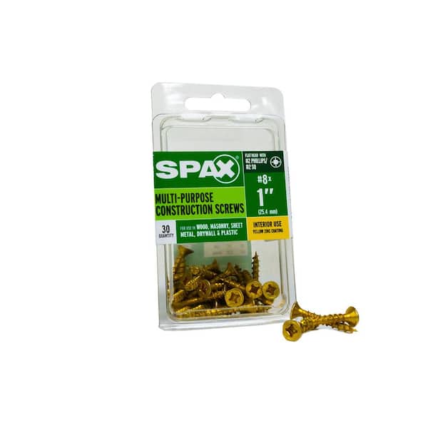 SPAX #8 x 1 in. Interior Flat Head Wood Screws Construction Phillips / Square (30 EA)