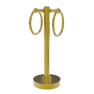 Vanity Freestanding Top 2-Towel Ring Guest Towel Holder in Polished Brass