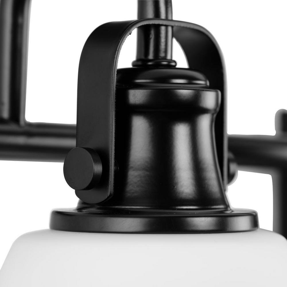 Matte Black 4-Light Vanity Fixture with Opal Glass Shades