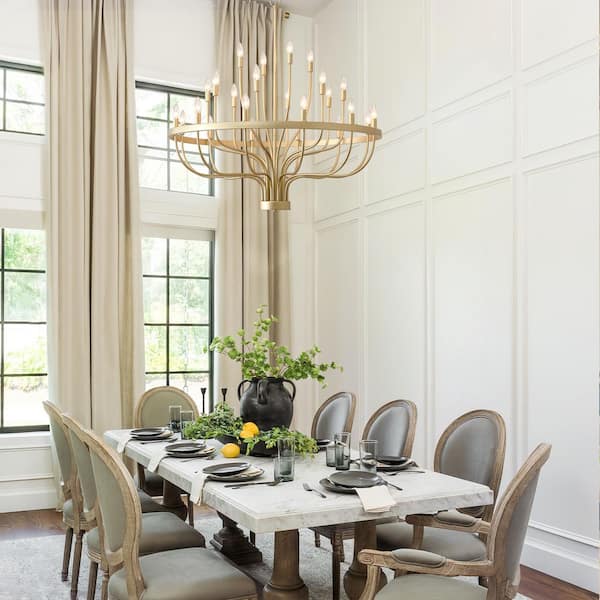 BAOURE 24-Light Modern Gold Candle Chandelier, 39in Farmhouse