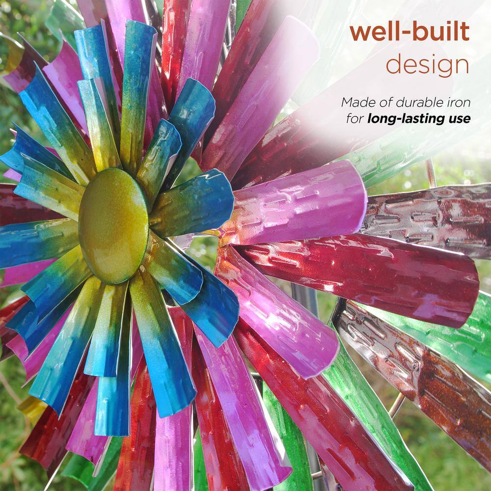 81" Multicolor Iron Prismatic Flower Wind Spinner