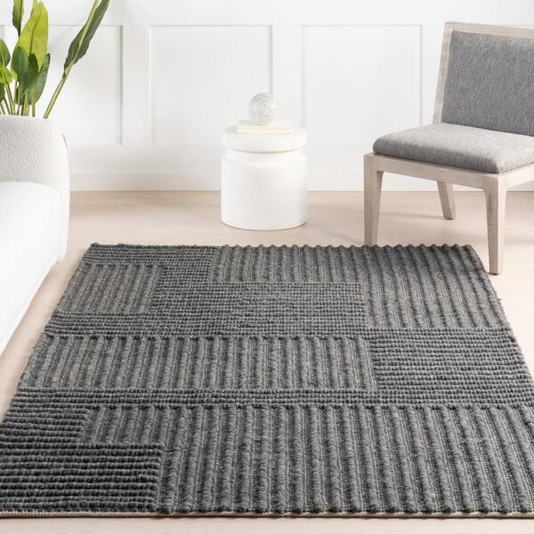 nuLOOM Skye Modern High-Low Charcoal 8 ft. x 10 ft. Indoor Area