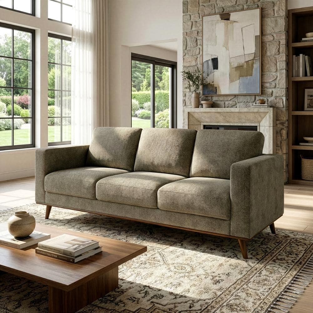 Glamour Home Bishop 80.5 in. Straight Arm Fabric Rectangle Sofa in