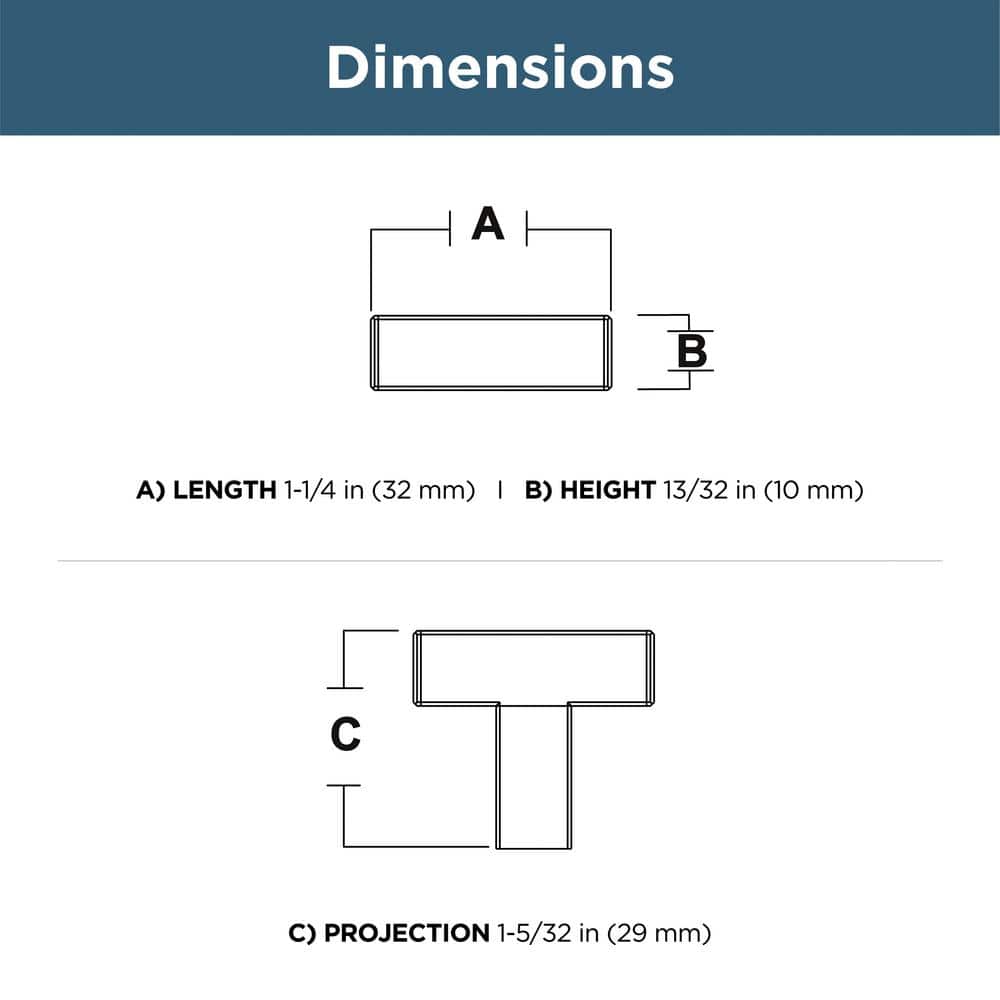 1.25'' Matte Black Modern Square Steel Bar Knob Set