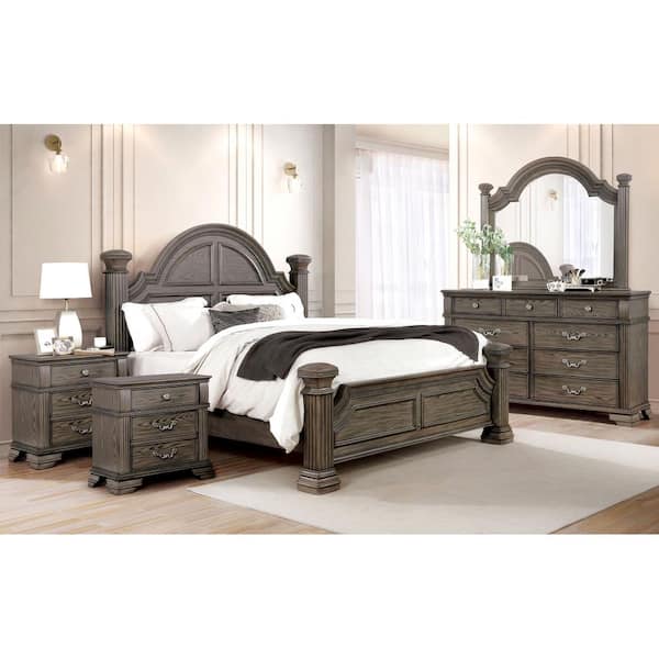 Erminia 5-Piece Gray Wood Frame King Bedroom Set