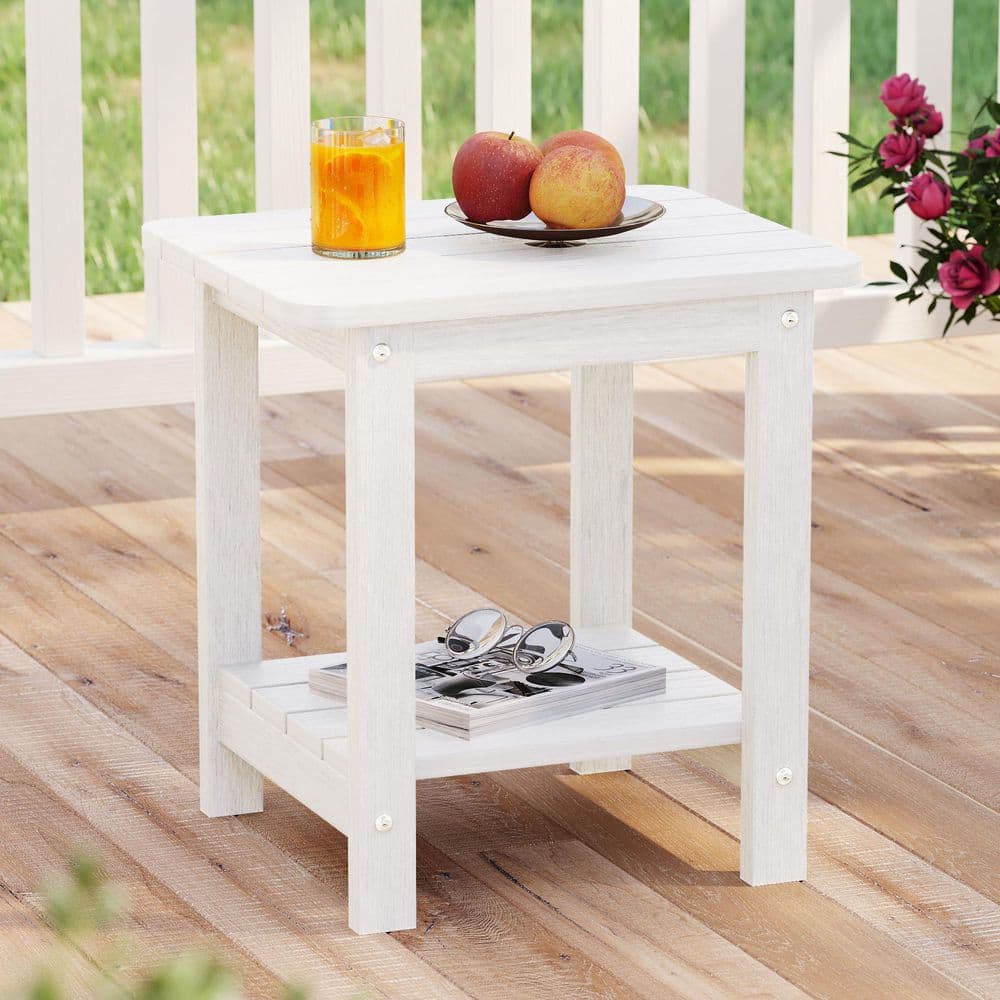 Sonkuki 16.7 in. H White Plastic Rectangular HDPE Plastic Outdoor