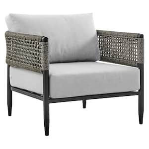 Alegria Black Aluminum and Rope Outdoor Lounge Chair with Gray Cushion