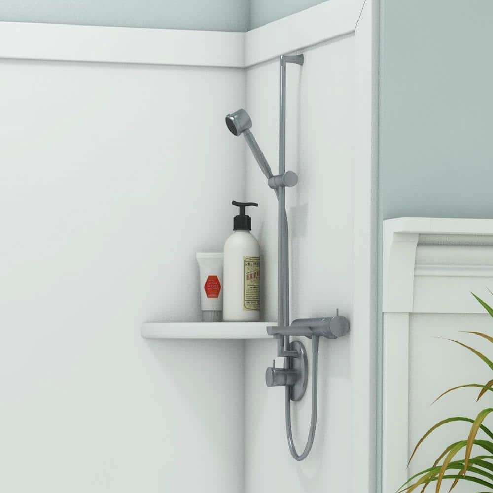White Composite 15" Corner Shower Shelf