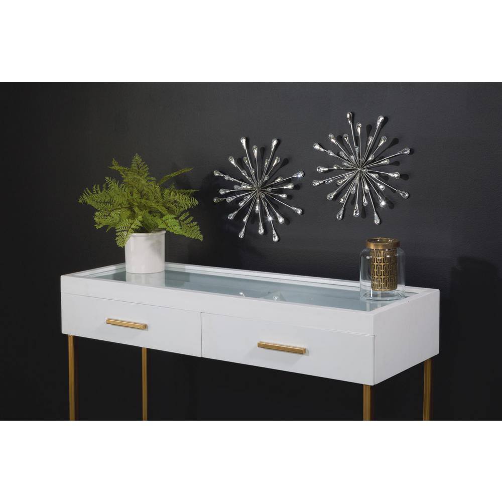 Medium Silver Metal and Acrylic Starburst Wall Sculpture