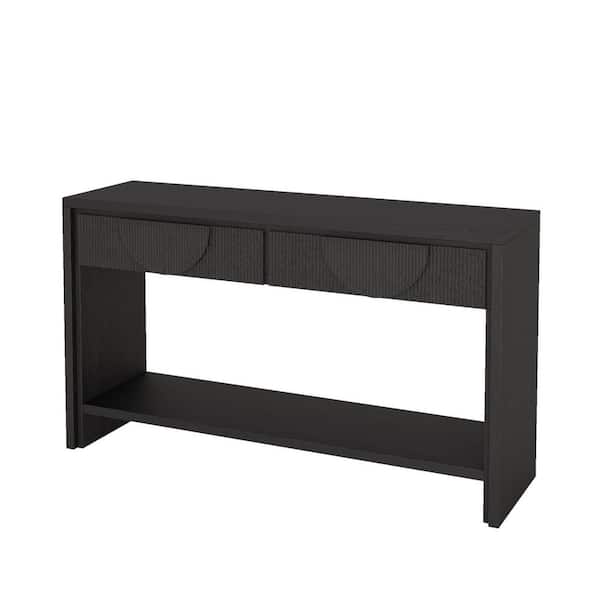 55.12 in. W x 15.75 in. D x 31.5 in. H Bathroom Black Linen Cabinet