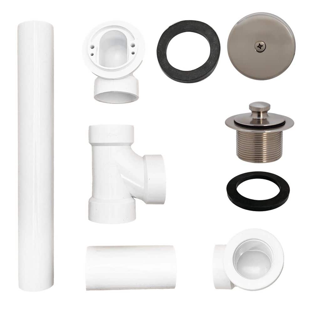 "14"" Sch. 40 PVC Bath Waste & Overflow Assembly with One-Hole Faceplate Cover and Twist & Close Drain in Stainless Steel" price history on PriceWatchPro