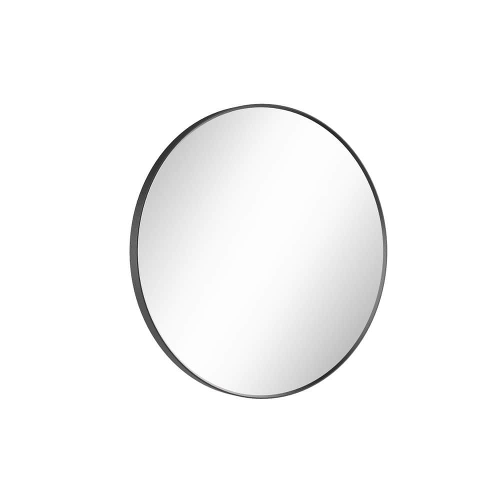 28 in. W x 28 in. H Round Metal Framed Wall Mounted Bathroom Vanity Mirror in Matte Black with Copper-Free Glass price history on PriceWatchPro