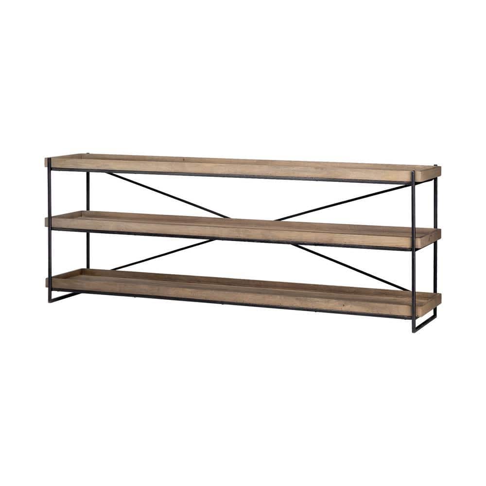 Trey I Brown Wood w/Black Iron Console Table