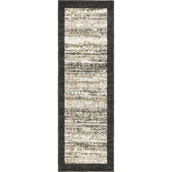 Unique Loom Indoor/Outdoor Milwaukee Black 2' 0 x 6' 0 Runner Rug