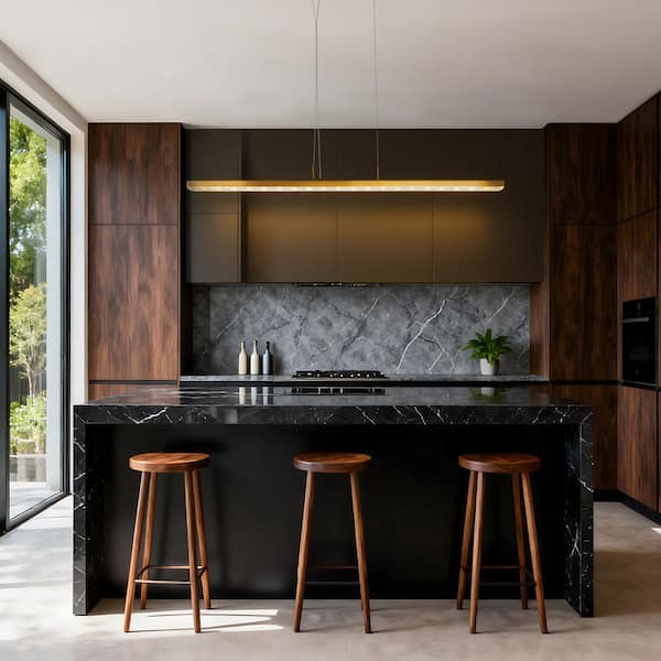 1-Light Electroplated Brass Integrated LED Chandelier with Crystal Decor