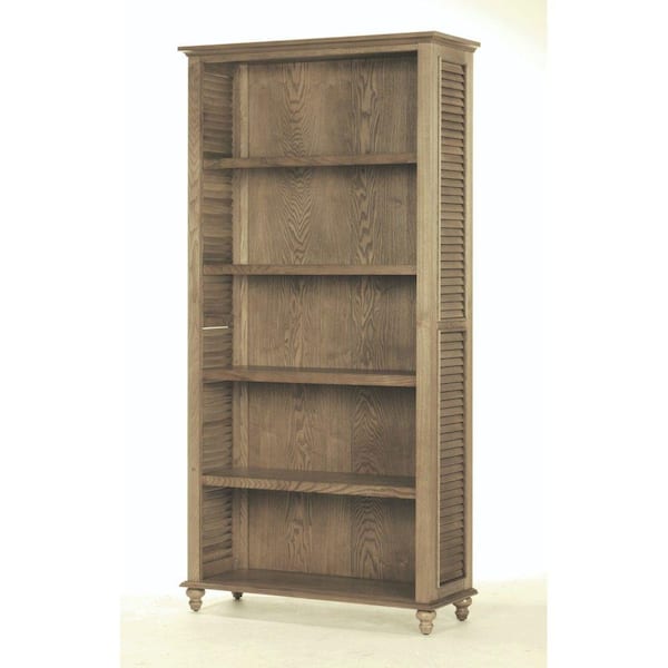 Unbranded Shutter 5-Shelf Open Bookcase in Weathered Oak