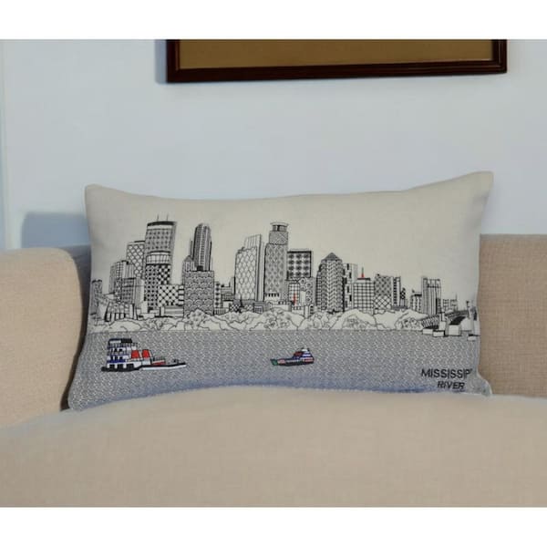 Cream Solid Polyester 14 in. x 24 in. Throw Pillow