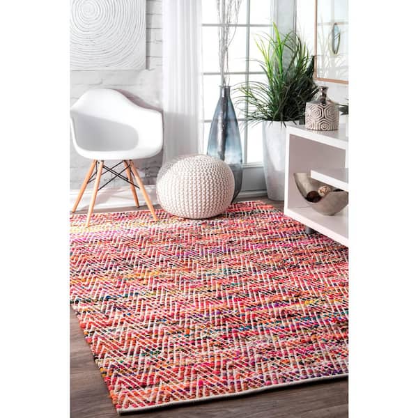 Rochell Bohemian Chevron Magenta Doormat 2 ft. x 3 ft.  Area Rug