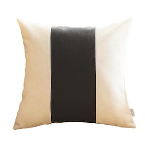 Boho-Chic Handcrafted Jacquard Ivory & Black 18 in. x 18 in. Square Solid Throw Pillow Cover
