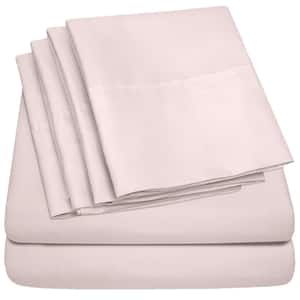 1500-Supreme Series 6-Piece Pale Pink Solid Color Microfiber RV Queen Sheet Set